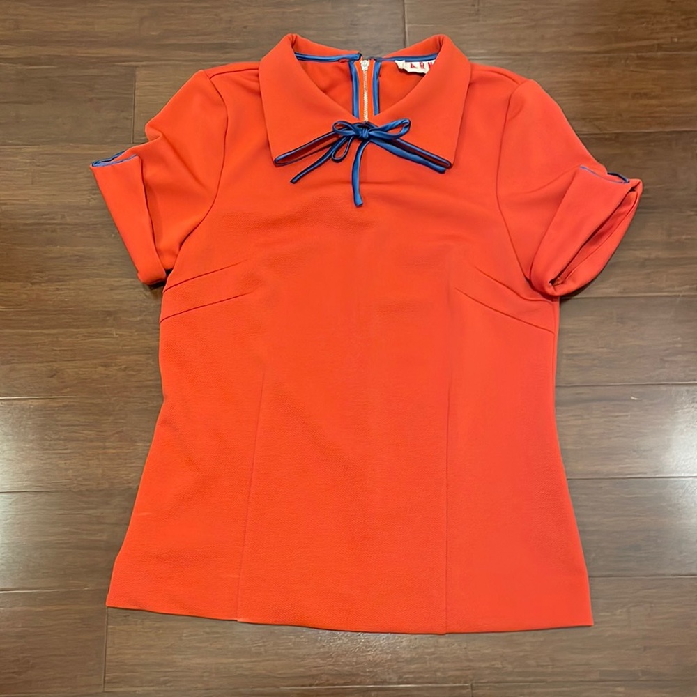 MARNI retro orange and navy top
